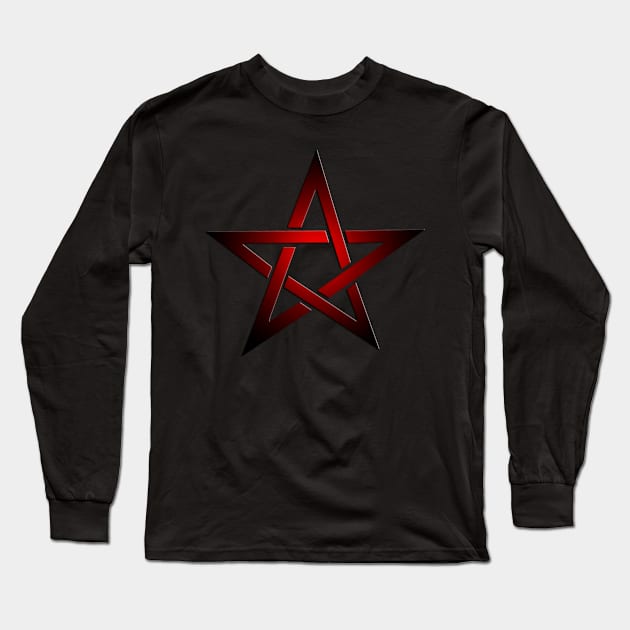 Pentagram Red Fade Design Long Sleeve T-Shirt by Pikmi